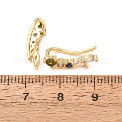 Brass Pave Cubic Zirconia Stud Crawler Earrings&nbsp;KK-CBAA351-23G-01