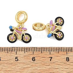 Brass Enamel Motorcycle European Dangle Charms&nbsp;KK-T001-03G