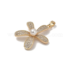 Brass Micro Pave Clear Cubic Zirconia Pendants&nbsp;KK-B138-02G