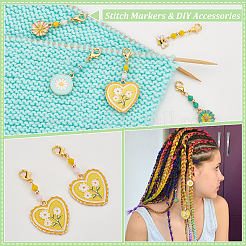 Flower & Bee Pendant Stitch Markers&nbsp;HJEW-AB00355