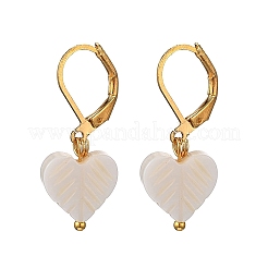 Heart Natural Sea Shell Hoop Earrings&nbsp;EJEW-JE06771