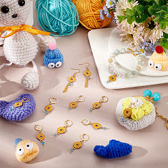 12Pcs Alloy Enamel Sunflower Charms Locking Stitch Markers&nbsp;HJEW-PH01654