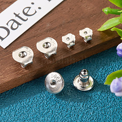 3 Pairs 3 Style Rhodium Plated Sterling Silver Friction Ear Nuts&nbsp;STER-TA0001-09