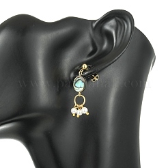 Abalone Shell/Paua Shell & Shell Pearl Beads Dangle Earrings&nbsp;EJEW-JE07327