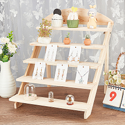 5-Tier 3-Row Wood Earring Display Card Racks&nbsp;ODIS-WH0329-35