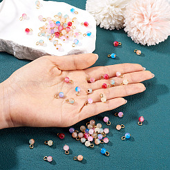 140Pcs 7 Colors Baking Paint Imitation Jade Glass Charms&nbsp;PALLOY-TAC0286