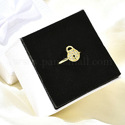 Brass Micro Pave Clear Cubic Zirconia Cuff Rings for Women&nbsp;RJEW-S399-14G