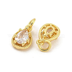 Brass Micro Pave Clear Cubic Zirconia Pendants&nbsp;KK-G490-33G
