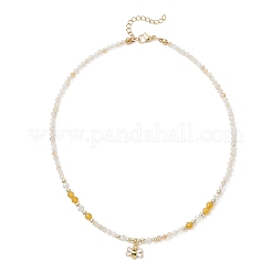 Alloy Enamel Bee Pendant Natural Citrine & Dyed Yellow Agate Faceted Round Beaded Necklaces&nbsp;NJEW-JN05735