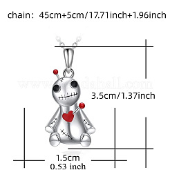 Halloween Alloy Enamel Red Heart Gothic Doll Pendant Necklaces for Unisex&nbsp;WGBCC68-01