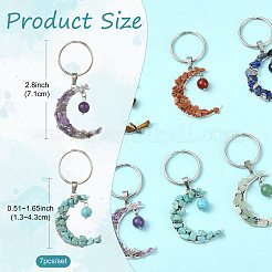 7Pcs Natural & Synthetic Mixed Stone Keychains&nbsp;KEYC-FS00049