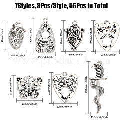 56Pcs 7 Style Tibetan Style Alloy Pendants&nbsp;TIBE-CA0001-22