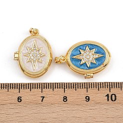 Brass Micro Pave Clear Cubic Zirconia Locket Pendants&nbsp;KK-P335-10G