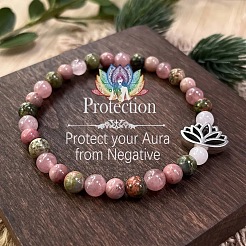 Bohemian Natural Rhodonite Round Beads Stretch Bracelets&nbsp;FS-WG0C185-01