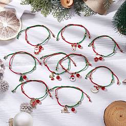 Christmas Theme Alloy Enamel & Imitation Austrian Crystal Charm Bracelets&nbsp;BJEW-JB10903