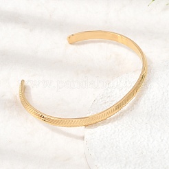 304 Stainless Steel Textured Open Cuff Bangles for Women&nbsp;SA-CBAC920-11G