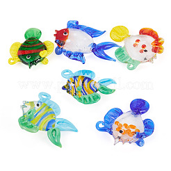 6Pcs 6 Styles Handmade Lampwork Pendants&nbsp;LAMP-TA0002-46