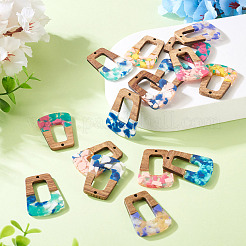 16Pcs 8 Colors Resin and Walnut Pendants&nbsp;FIND-TA0006-48