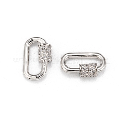 Brass Micro Pave Cubic Zirconia Screw Carabiner Lock Charms&nbsp;X-ZIRC-G160-22P