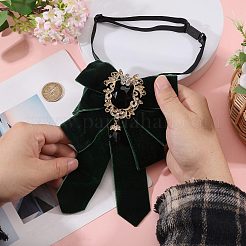 Polyester Bow Tie with Alloy Glass Brooch&nbsp;AJEW-WH0481-784B