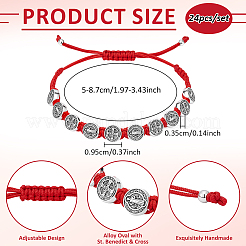 24Pcs Alloy Oval with St. Benedict & Cross Beads Bracelets&nbsp;BJEW-GO0001-23