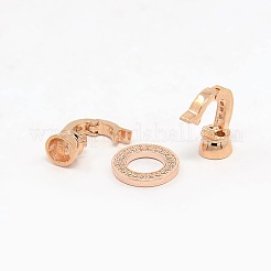 Brass Micro Pave Cubic Zirconia Fold Over Clasps&nbsp;ZIRC-P003-27RG