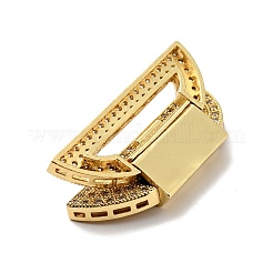 Brass Micro Pave Clear Cubic Zirconia Fold Over Clasps&nbsp;KK-G414-07G