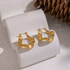 Vintage Style Textured Wavy 304 Stainless Steel Hoop Earrings&nbsp;LS-CM5039