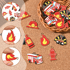 24Pcs 6 Styles Firefighting Theme Alloy Enamel Pendants&nbsp;ENAM-SC0007-22