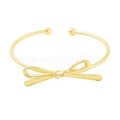 Brass Bowknot Cuff Bangles for Women&nbsp;BJEW-Z072-03G-03