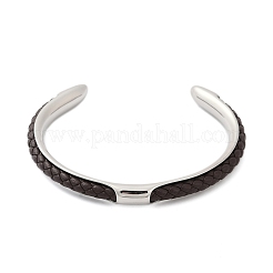 304 Stainless Steel Microfiber Leather Cord Cuff Bangles&nbsp;BJEW-D304-14P-02