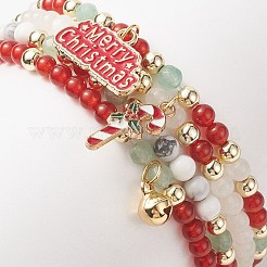 4Pcs 4 Style Natural & Synthetic Mixed Gemstone Stretch Bracelets Set&nbsp;BJEW-JB09212