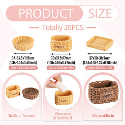 24Pcs 6 Styles Rattan Basket Opaque Resin Display Decorations&nbsp;DJEW-TA0001-45