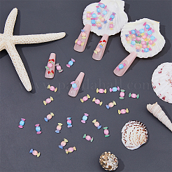 100Pcs 5 Colors Translucent Resin Cabochons with Gold Foil&nbsp;RESI-HY0001-24