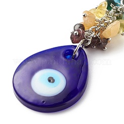 Natural & Synthetic Gemstone Beaded & Handmade Lampwork Pendants Keychain&nbsp;KEYC-JKC00344