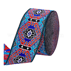 Hexagon Pattern Vintage Jacquard Polyester Ribbon&nbsp;OCOR-WH0107-12A