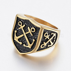 Ion Plating(IP) 304 Stainless Steel Signet Rings for Men&nbsp;RJEW-H125-39AG-23mm