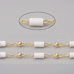 3.28 Feet Handmade Natural Howlite Beaded Chains&nbsp;X-CHC-E021-01G