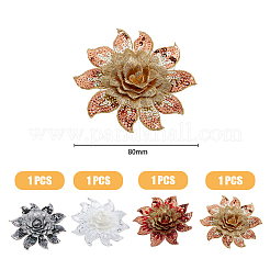 4Pcs 4 Colors 3D Flower Pattern Polyester Fabrics Computerized Embroidery Cloth Sew on Appliques&nbsp;PATC-NB0001-15C
