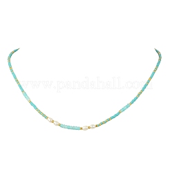 Boho Natural Cultured Freshwater Pearl & Round Seed Beaded Braided Necklaces for Women&nbsp;NJEW-JN06187-02