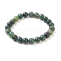 Natural Moss Agate Beaded Stretch Bracelets&nbsp;B072-5