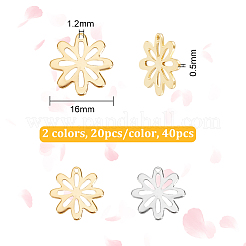 40Pcs 2 Colors 201 Stainless Steel Pendants&nbsp;STAS-UN0046-11