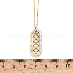 Polymer Clay Crystal Rhinestone Oval Pendant 304 Stainless Steel Cable Chain Necklaces for Women&nbsp;NJEW-A064-06G