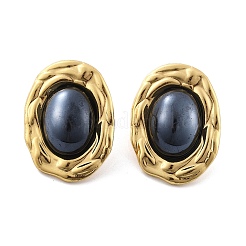 201 Stainless Steel Oval Stud Earrings&nbsp;EJEW-P304-05G