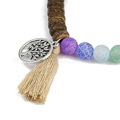 Natural Dyed Weathered Agate & Coconut Beads Charm Bracelets for Men Women&nbsp;BJEW-JB12134