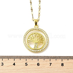 Brass Micro Pave Clear Cubic Zirconia Tree of Life Pendants&nbsp;NJEW-H066-01E-G