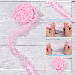10M Double Layer Polyester Flower Elastic Lace Trim&nbsp;OHAR-WR0001-02B