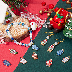 28Pcs 7 Colors Winter Theme Alloy Printed Pendants&nbsp;FIND-SC0012-46