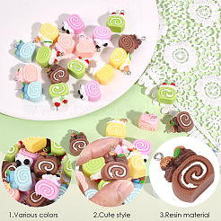 36Pcs 6 Colors Opaque Resin Pendants&nbsp;RESI-SC0006-65