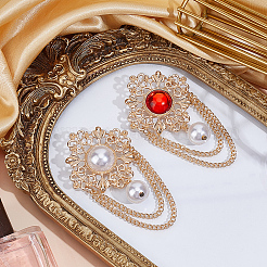2Pcs 2 Colors Flower ABS Plastic Imitation Pearl Brooches&nbsp;JEWB-CP0001-57